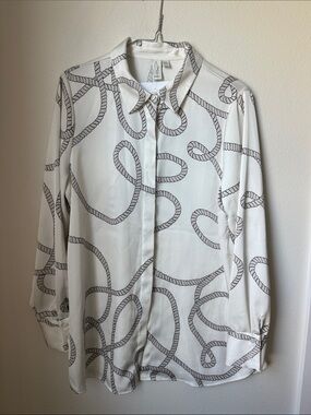 Joie White Button-Down Shirt with Rope Print